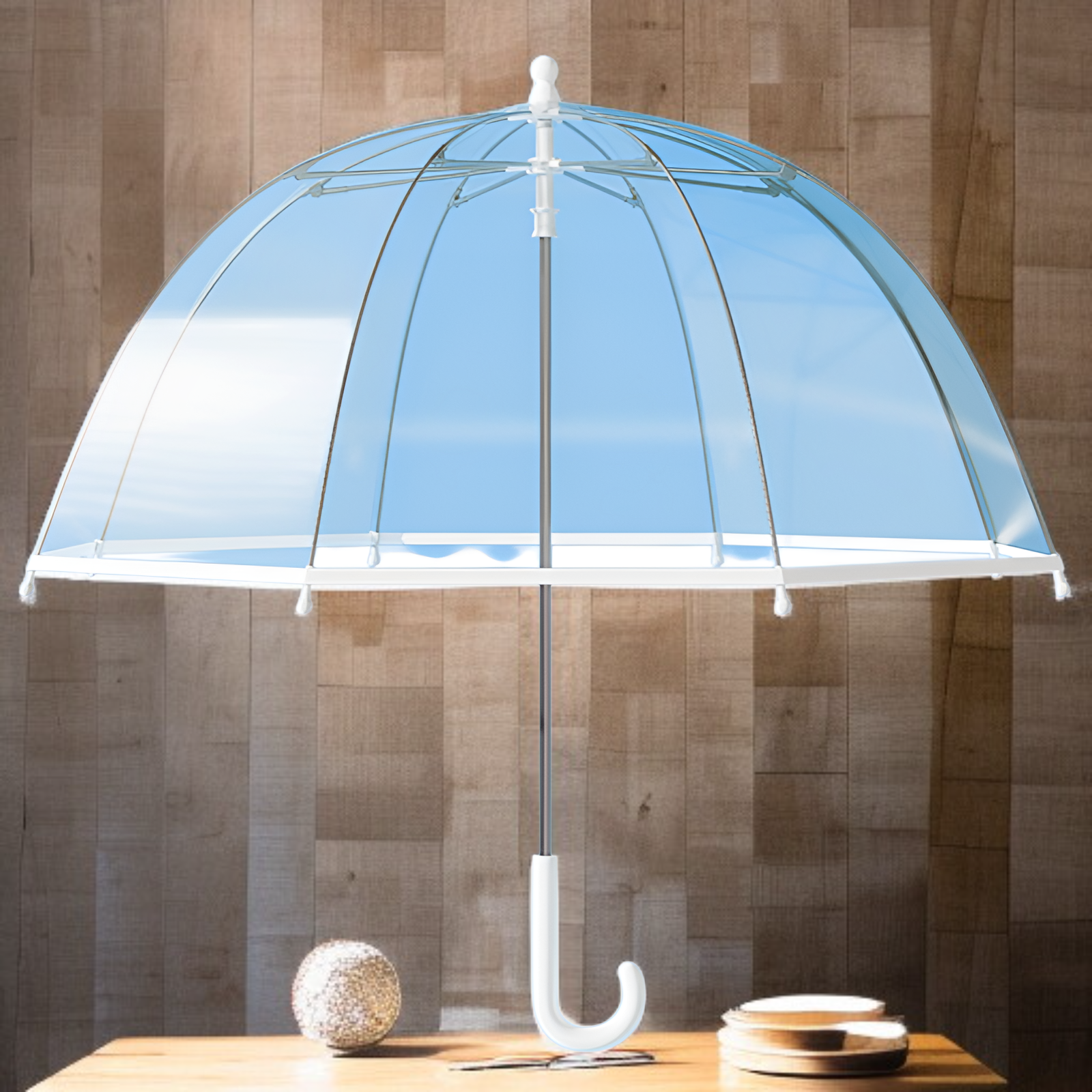 超軽量子供用透明傘・男の子女の子小学生向け安全ロングハンドル