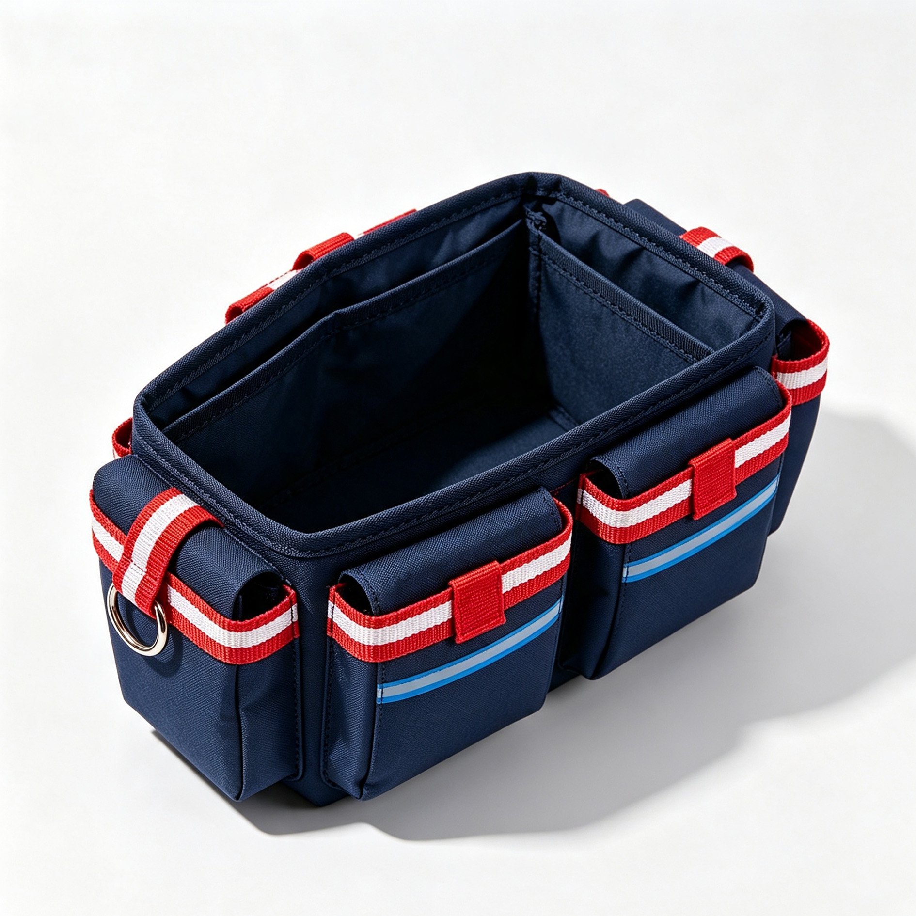 Red and white ribbon storage bag