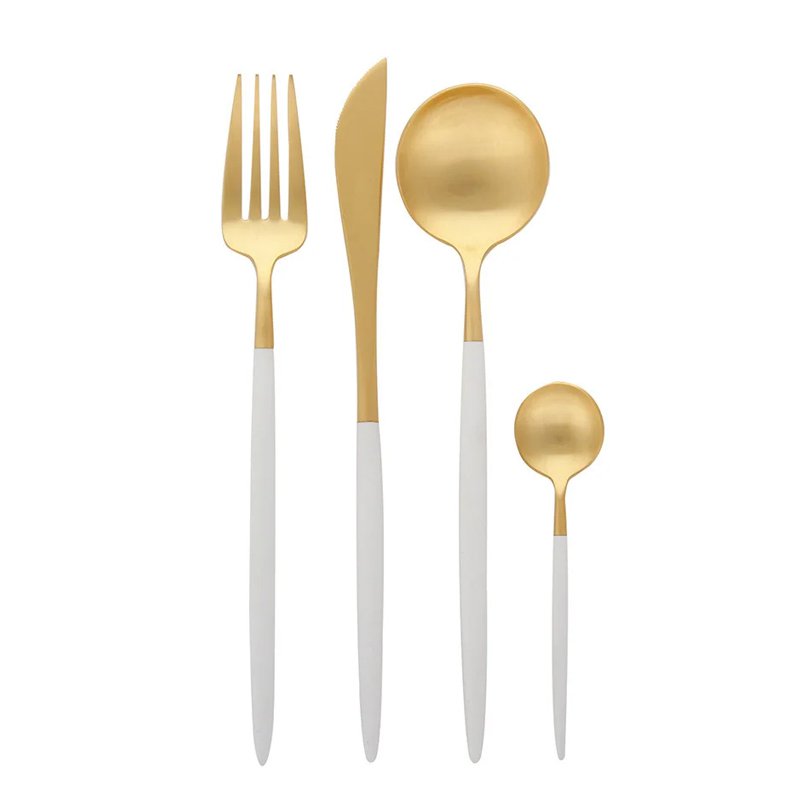 Juego de vajilla dorada de latón de acero inoxidable