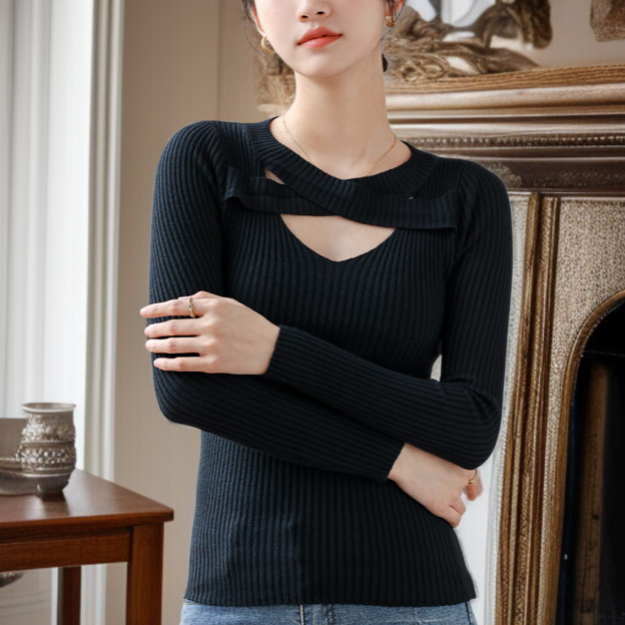 여성 디자인감 레깅스 스웨터 여 펀칭 니트 이너 탑 레깅스