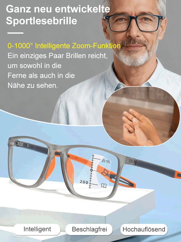 0-1000° Intelligente Zoom-Funktion Blaulicht-blockierende Lesebrille (Unisex)