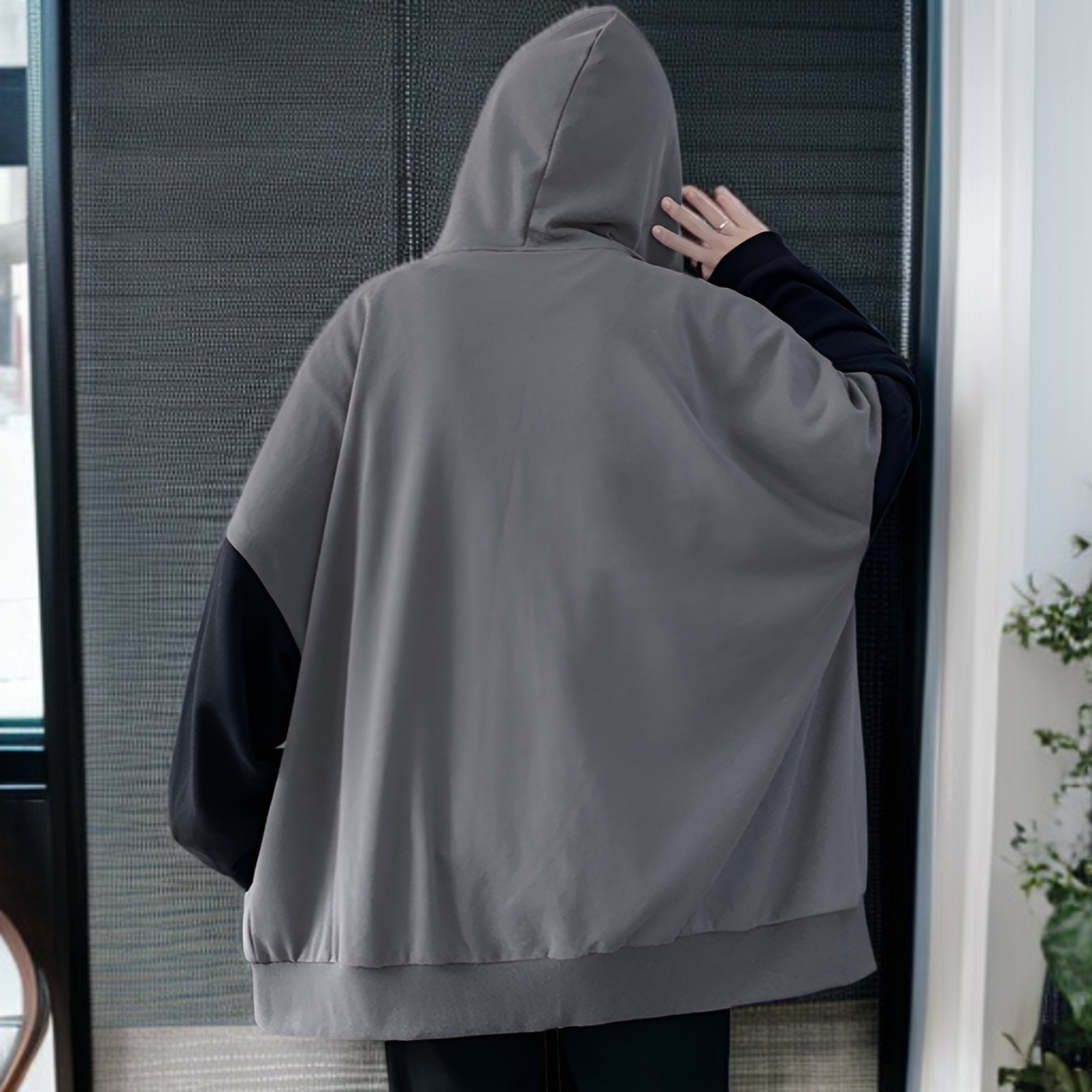 香港スタイルの秋と冬の男性用カジュアルカーディガンジャケット、ベルベットと厚みのあるトレンディなスプライシングスウェットシャツ、ルーズフード付きスウェットシャツ、カップル着用