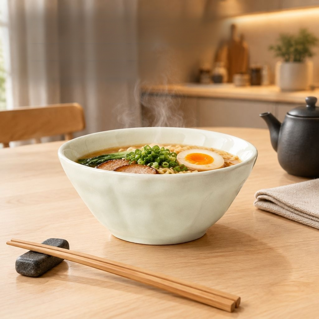 Ceramic Ramen Bowl Soup Bowl Conical Noodle Bowl with Underglaze Decoration