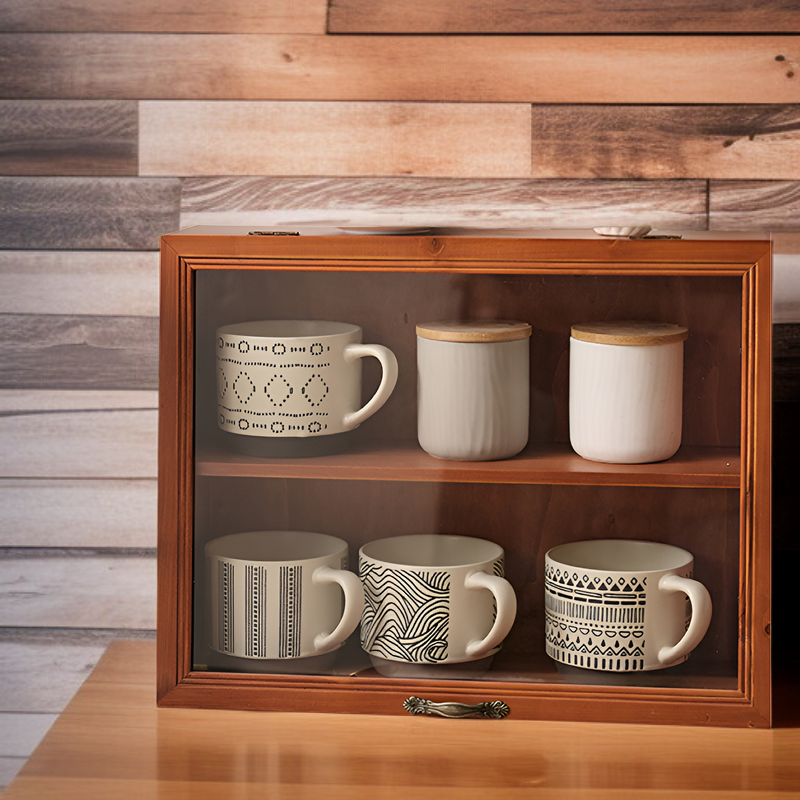 Mug and Tea Set Display Cabinet for Cosmetics and Water Cups