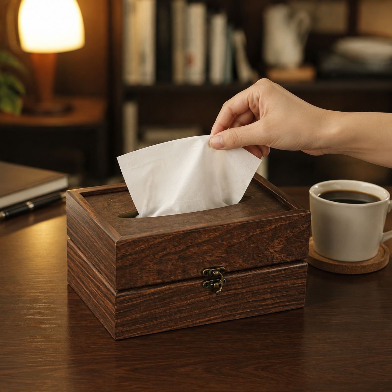 Caja organizadora de pañuelos con diseño chino tradicional