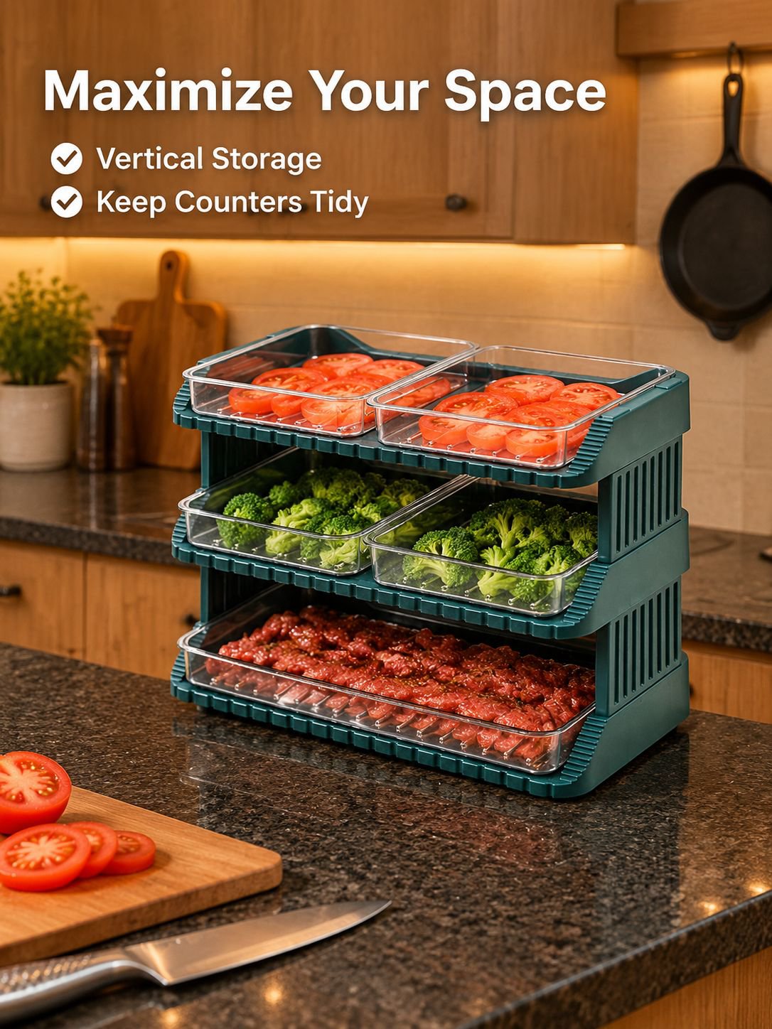 Multi-Layer Kitchen Prep Tray Rack, Multifunctional Storage Organizer