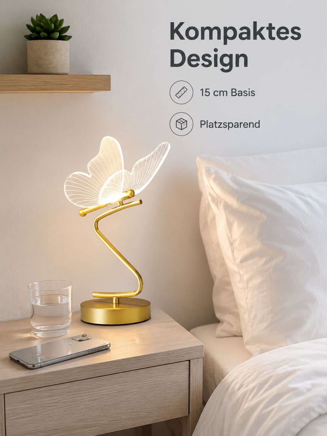 Kreative Tischlampe im nordischen Stil mit Schmetterlingsdesign, wiederaufladbare Nachttischlampe