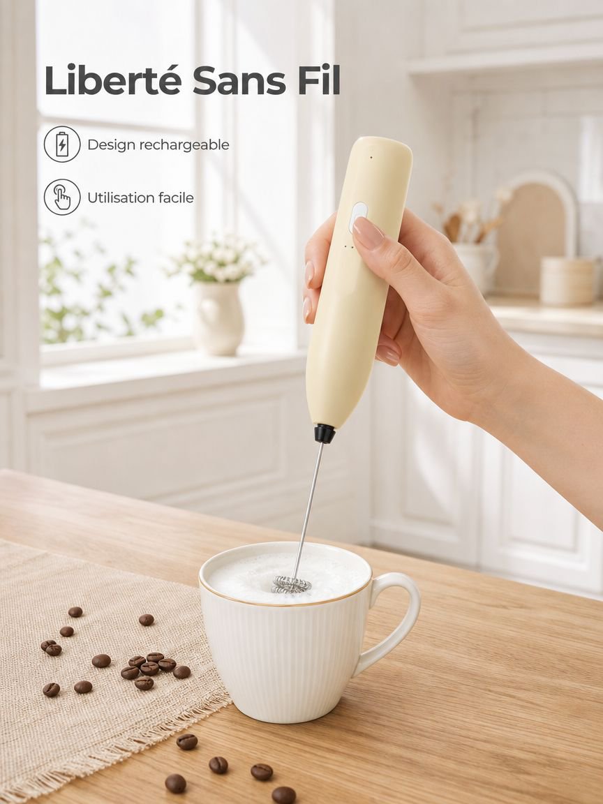 Batteur électrique rechargeable sans fil mousseur à lait multifonction pour usage domestique