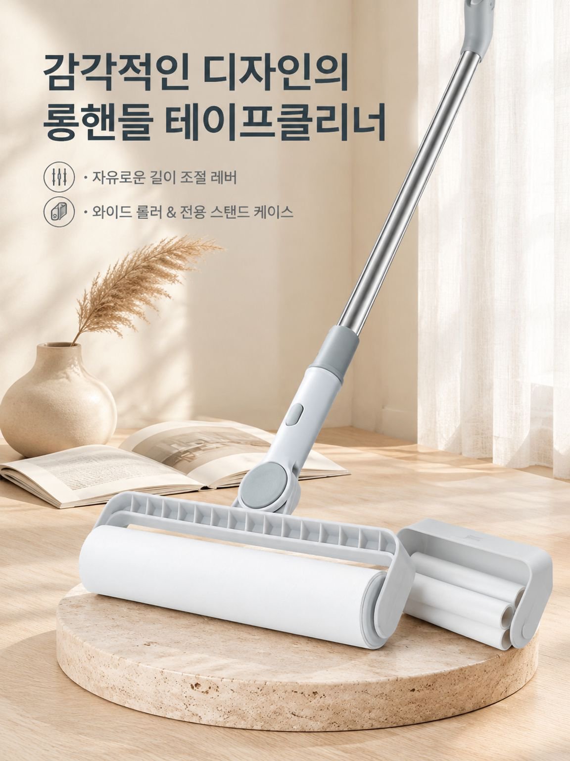 대형 만능 신축 롱핸들 롤러 털 제거기