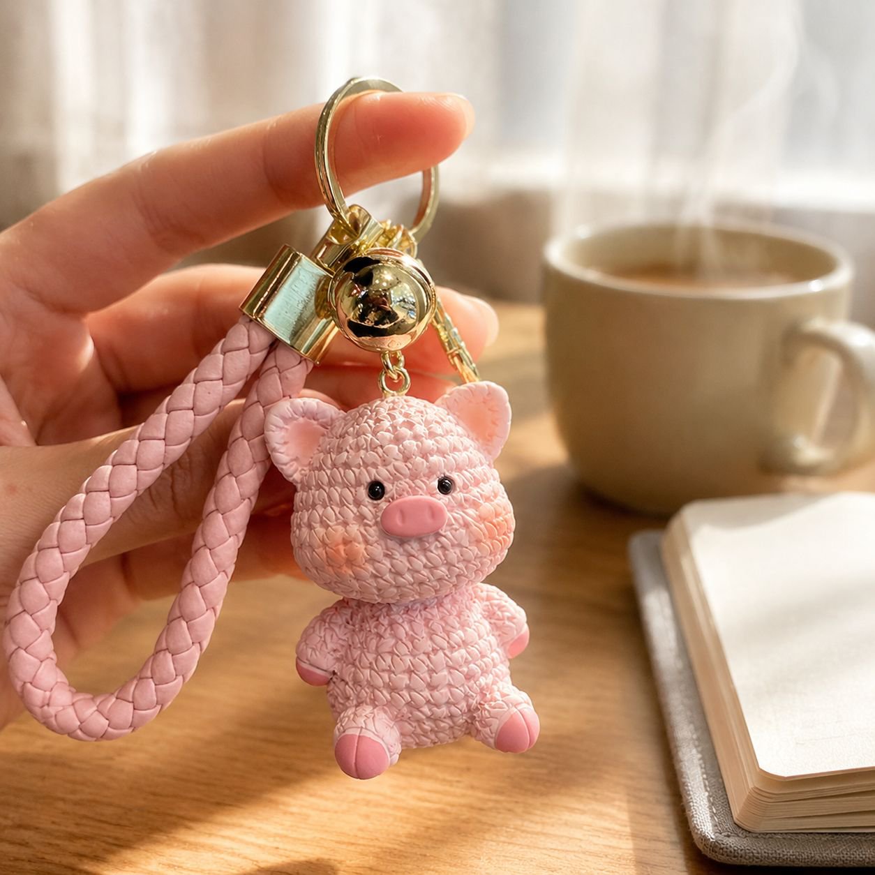 Pink pig bag charm for backpack decoration