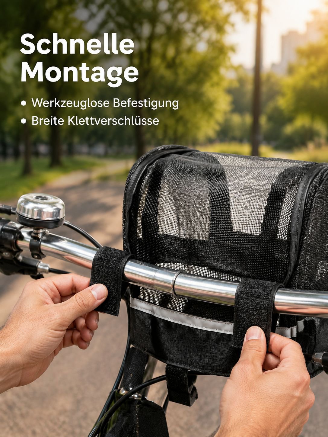 Faltbare Fahrradkorb-Tasche für kleine Haustiere (Katzen und Hunde), Lenkertasche, abnehmbar.