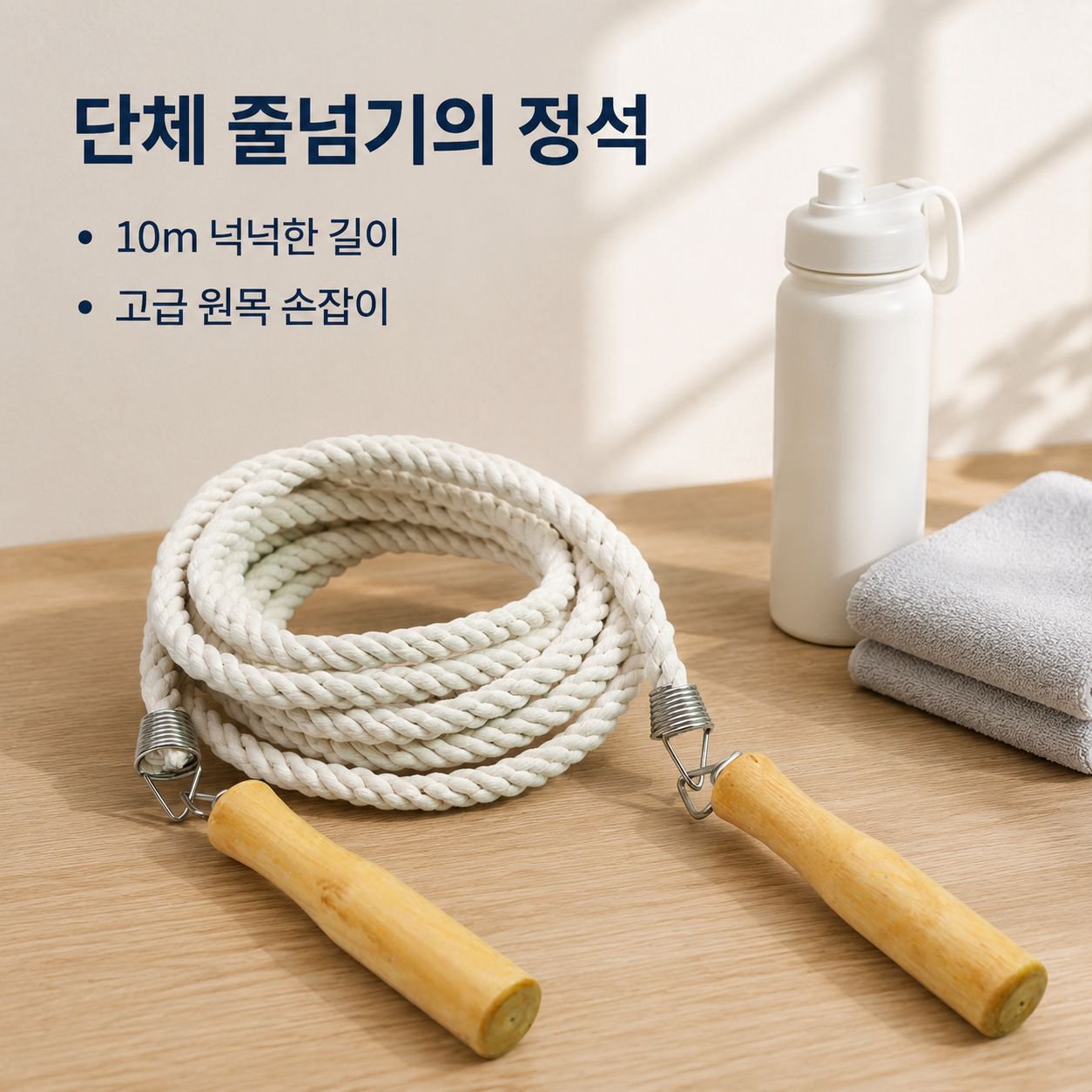 단체 운동 브레이드 면 로프 10미터 다인용 줄넘기