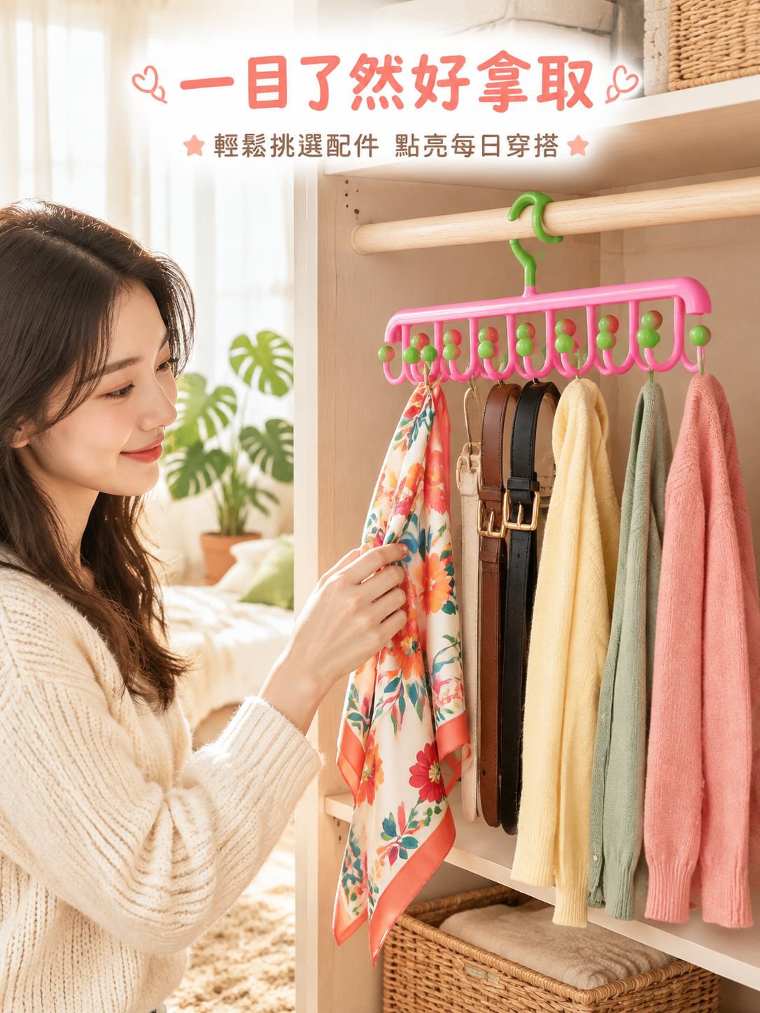多巴胺風格多鉤壁掛衣架