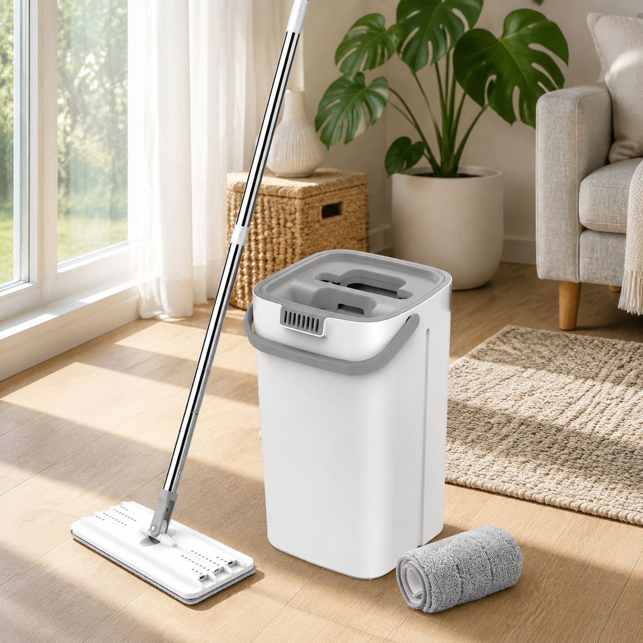 Home Cleaning Lazy Mop Set with Net Cloth