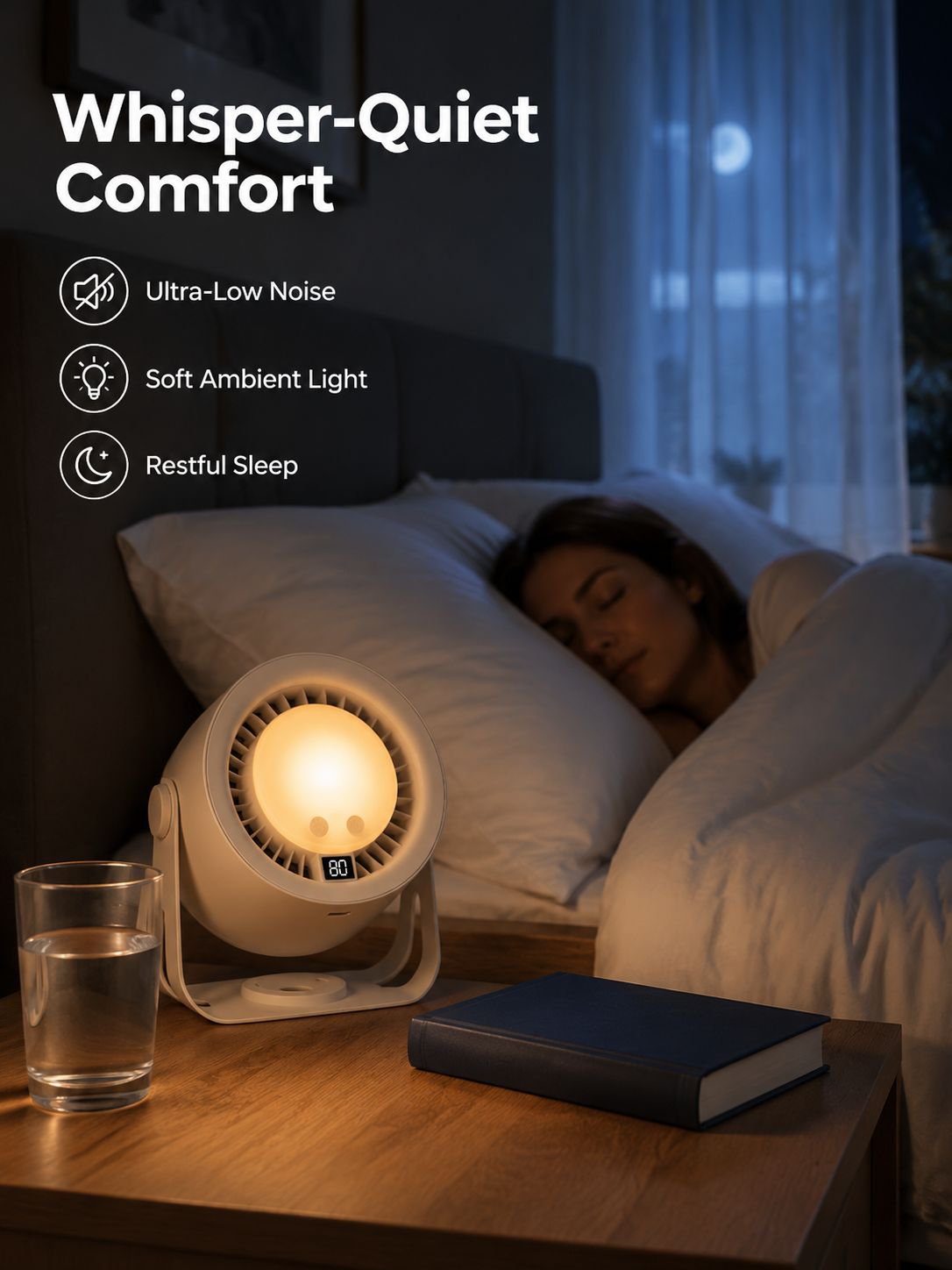 Smart remote control lighting fan 2-in-1 electric fan desktop fan home night light USB charging