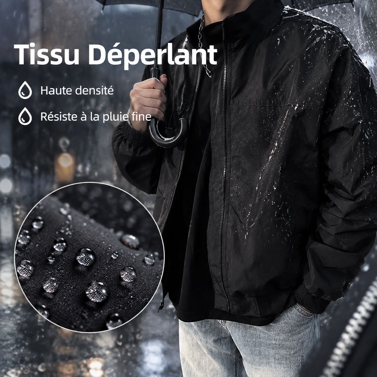 Veste de travail courte décontractée homme coupe ample automne