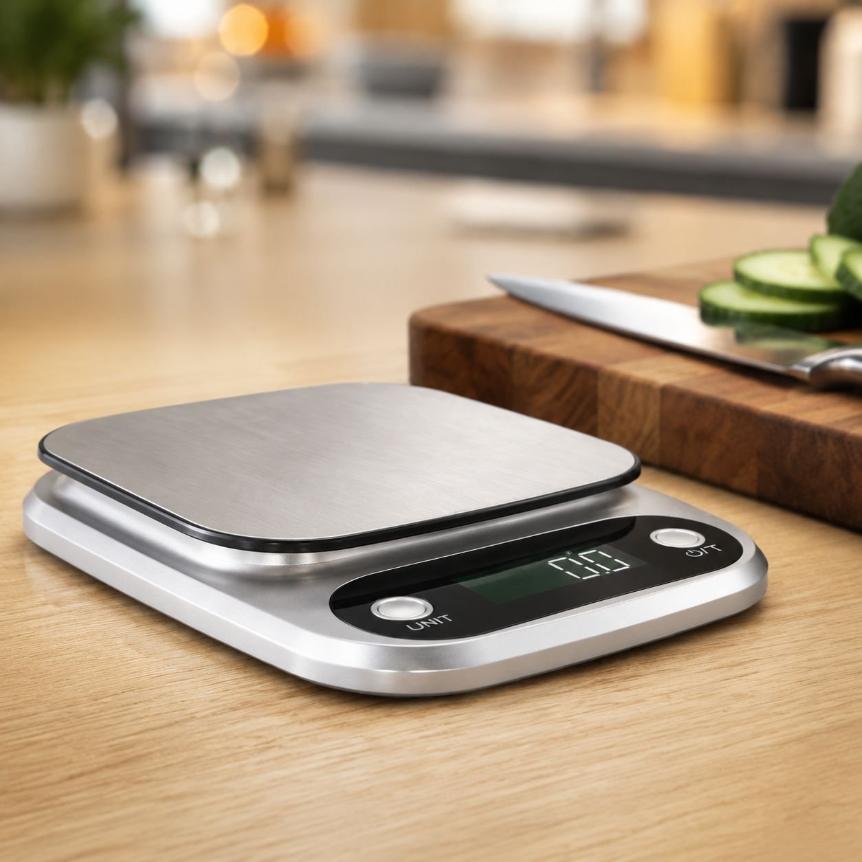 Modern kitchen with Home Smart Nutrition Kitchen Scale in use