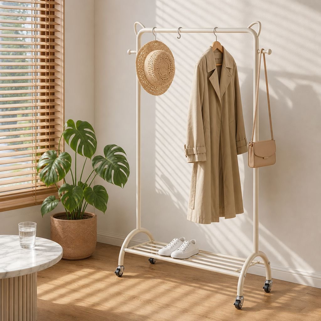Luxury floor light storage and clothes drying rack