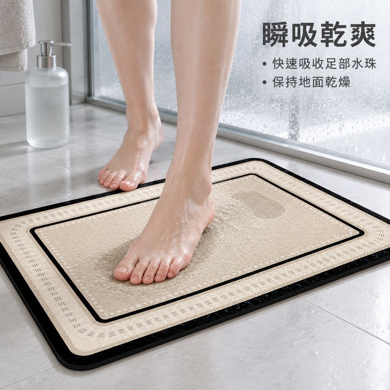 簡約浴室矽藻泥防滑耐髒腳墊