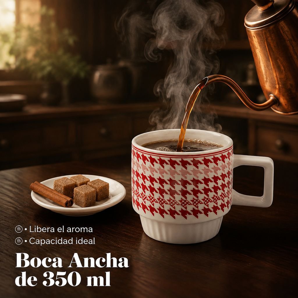 Taza con estampado de pata de gallo