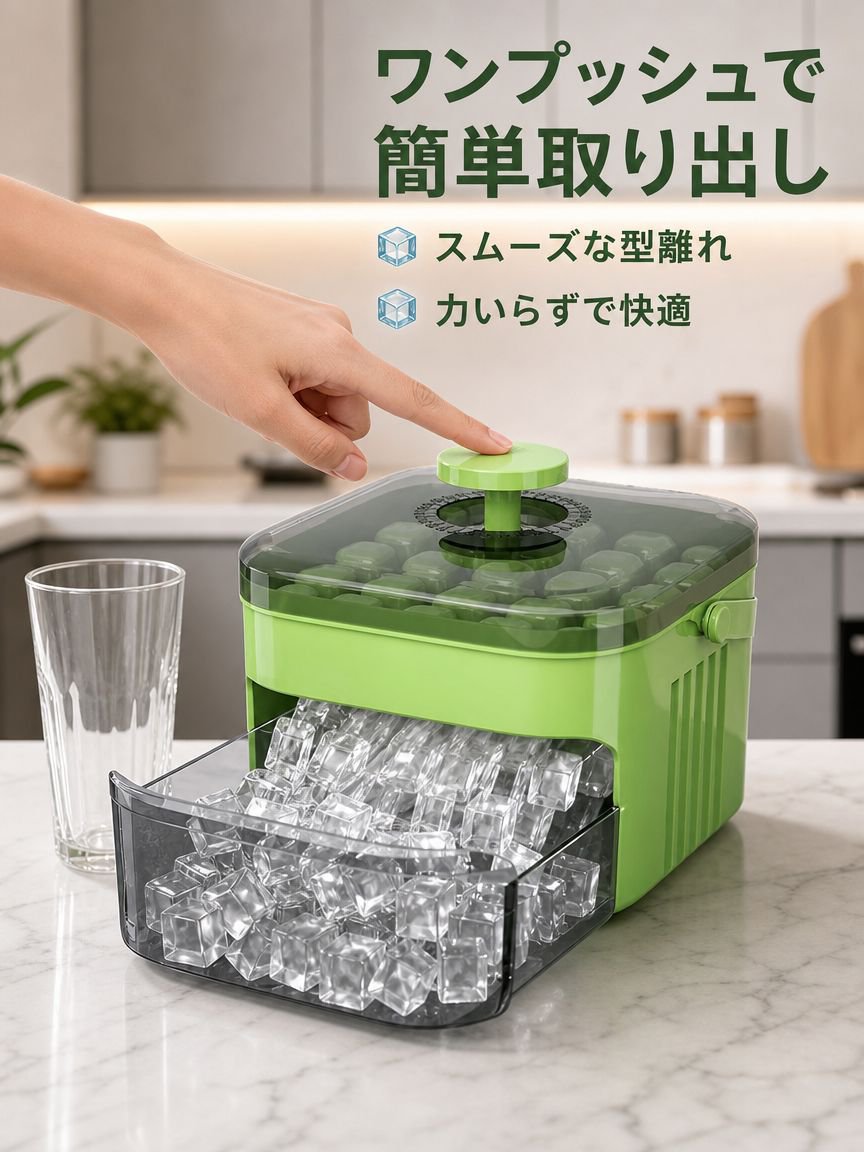 大容量で取り出しやすいプラスチック製プッシュ式アイストレー