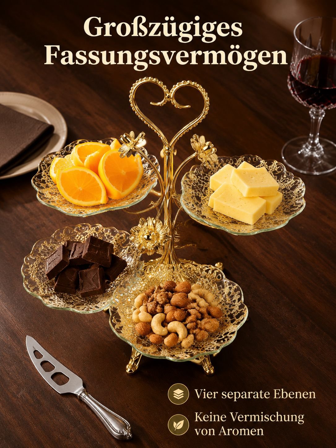 Elegante Obstschale mit Fächern für den Hausgebrauch