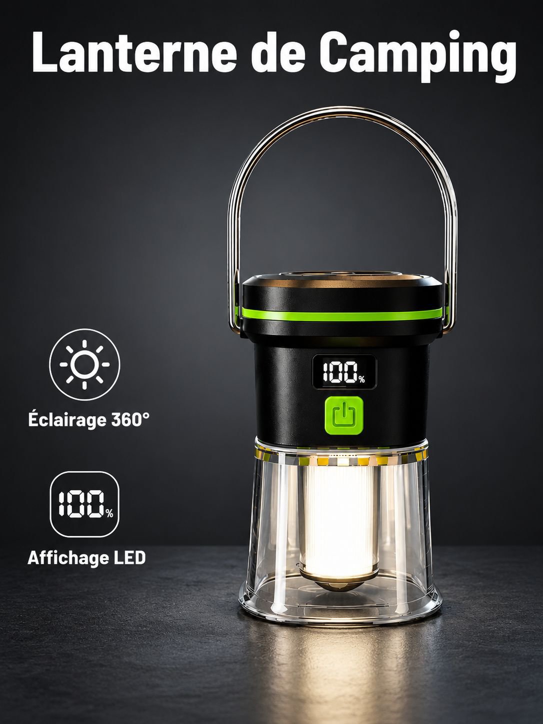 Nouvelle lampe de camping portable d'extérieur, rechargeable USB, lanterne de camp à main