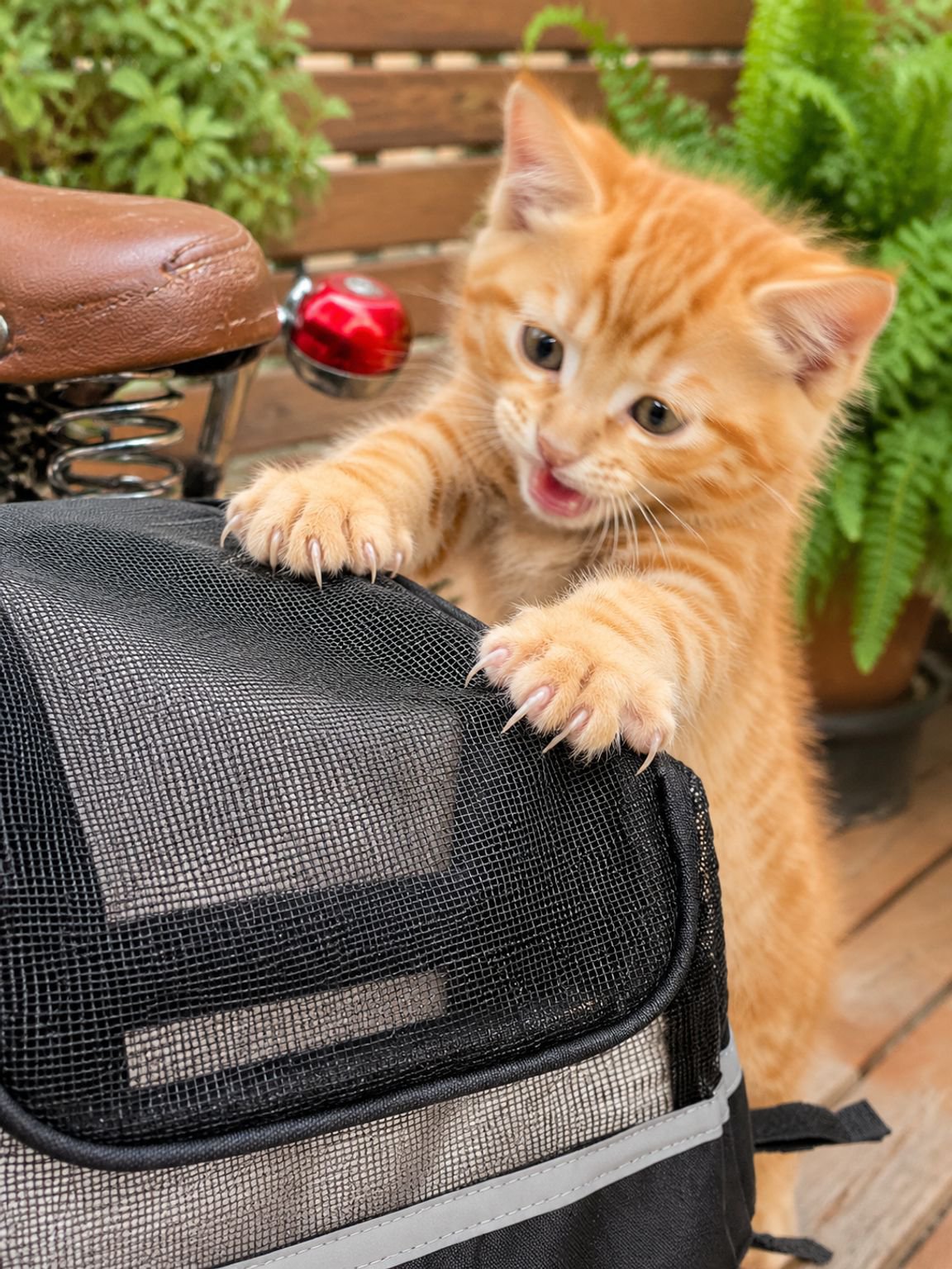 Foldable bicycle basket bag for small pets (cats and dogs), front bag, removable bicycle handlebar b