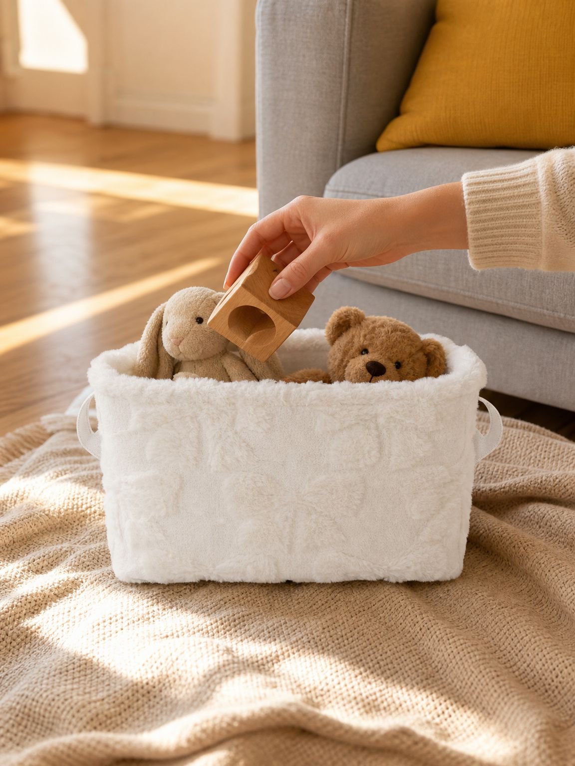 Cesta de almacenamiento de terciopelo para el hogar