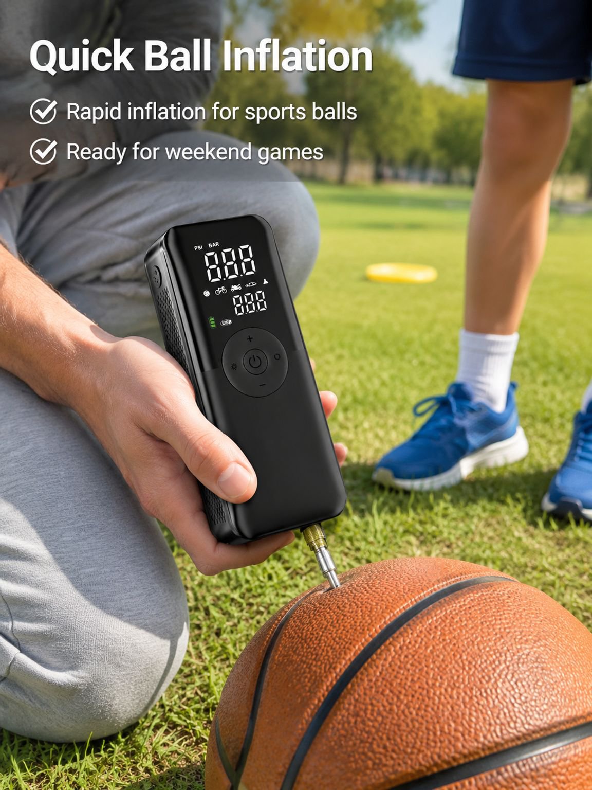 Outdoor tent inflator with quick charging