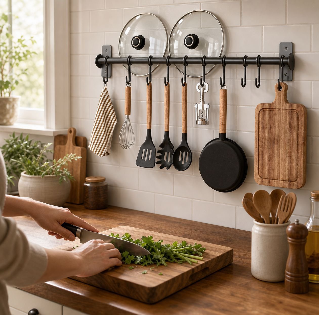 No-drill kitchen hooks for easy wall mounting