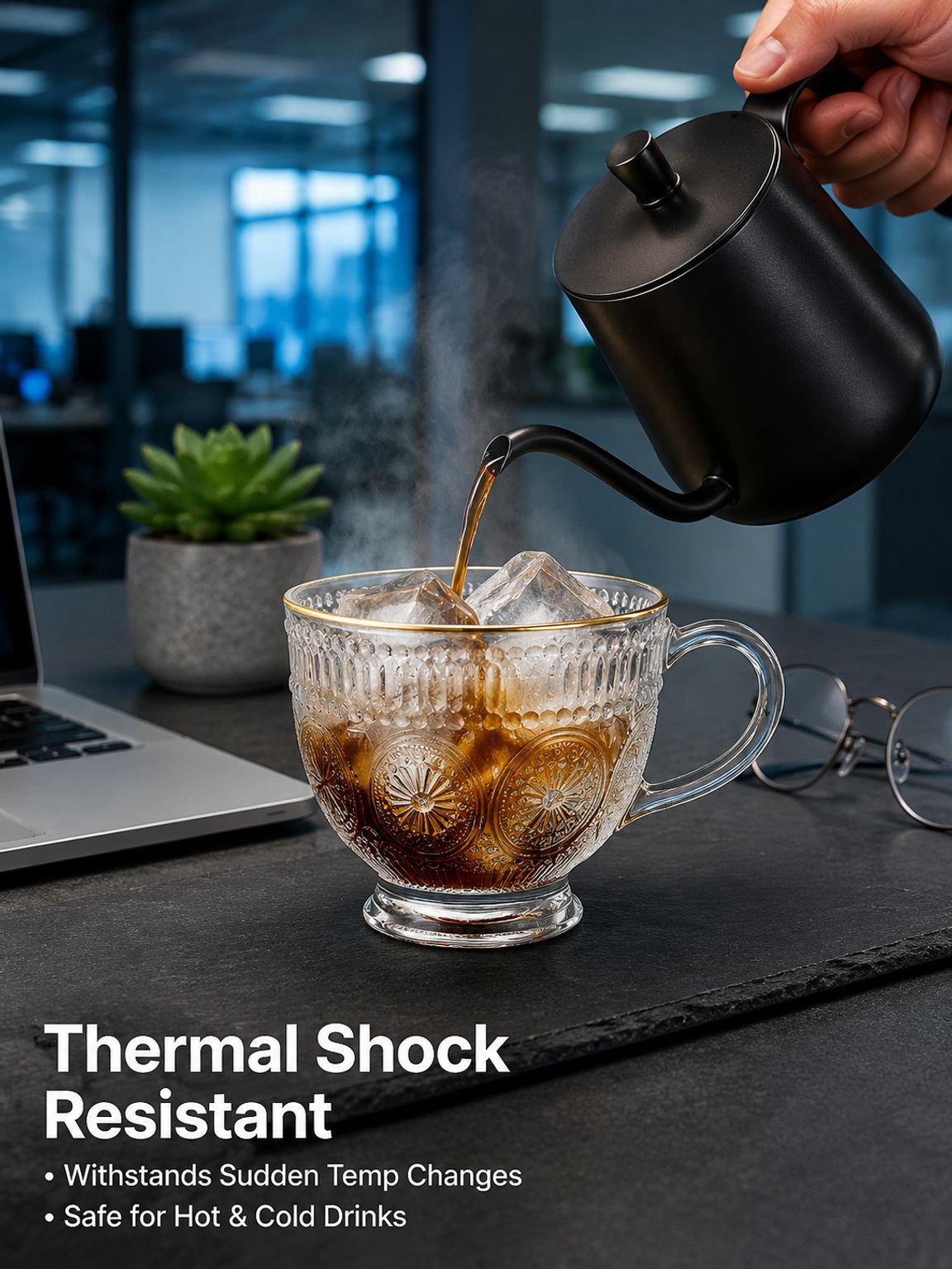 Household Clear Glass Breakfast Mug