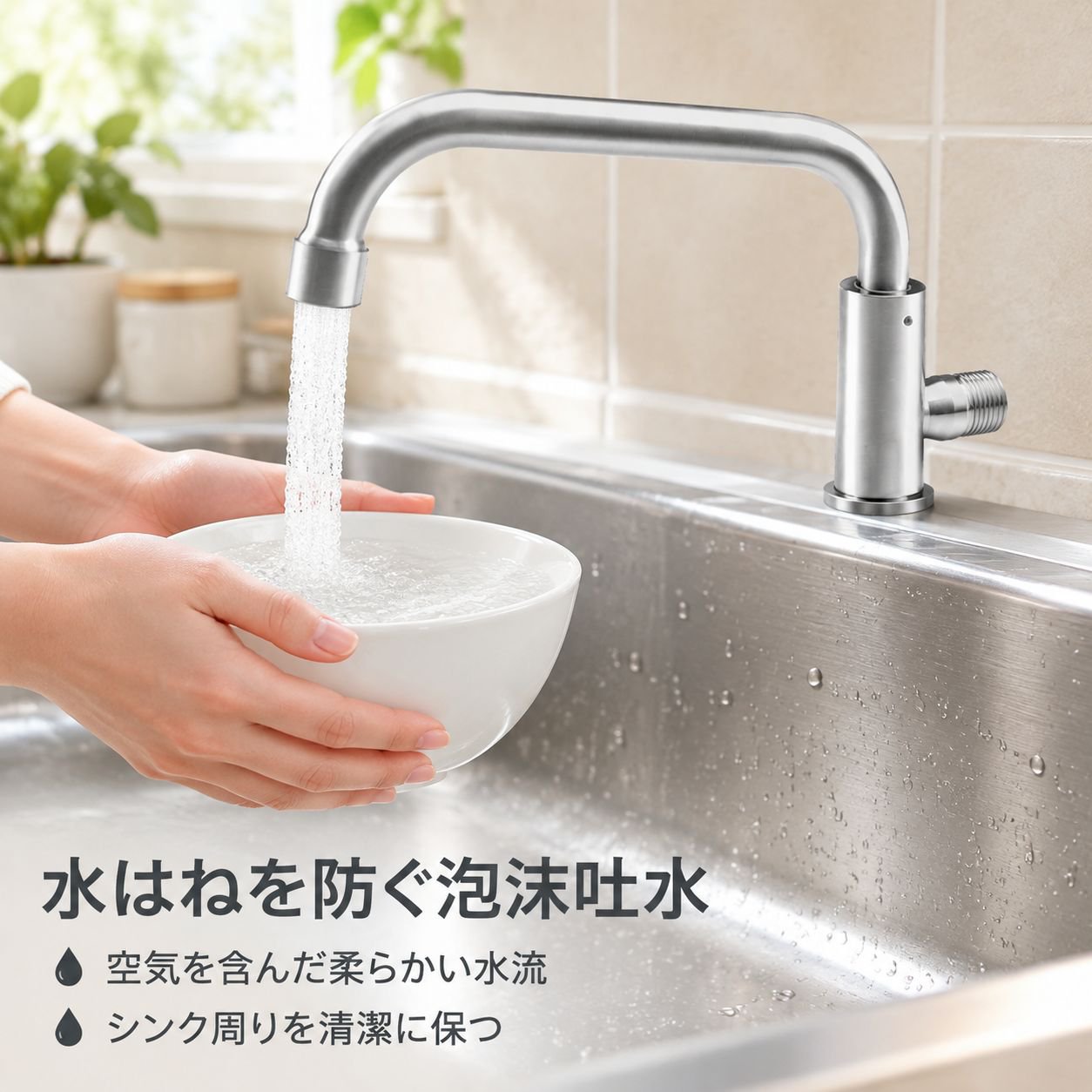 キッチン用ステンレス製回転式蛇口