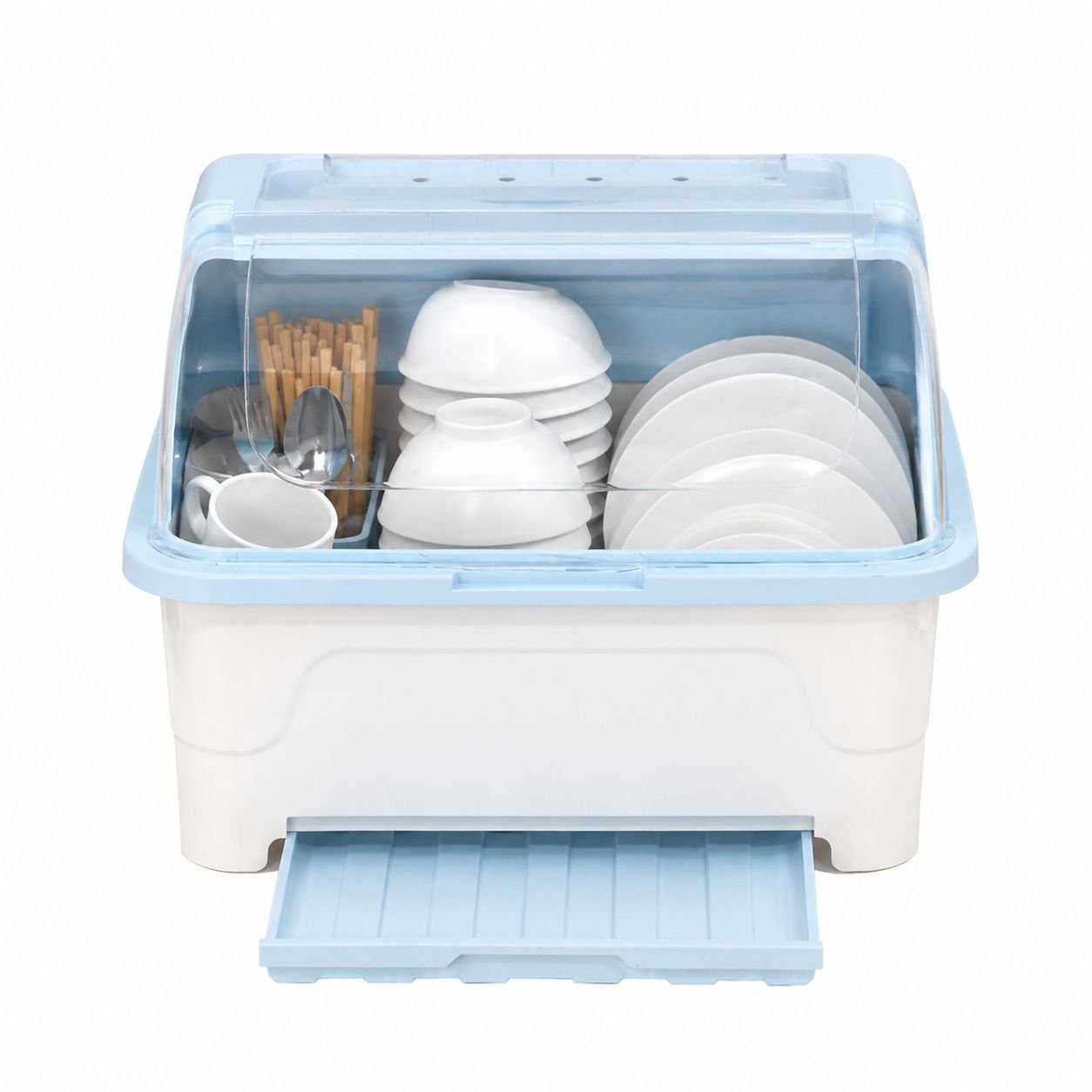 Boîte de rangement pour bols et assiettes avec couvercle, support pour couverts, cuisine