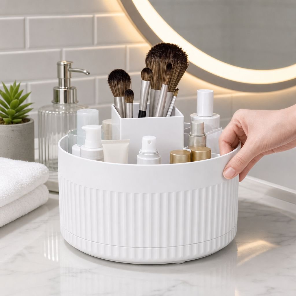 Multi-functional Rotating Makeup Shelf, Desktop Brush & Pencil Holder