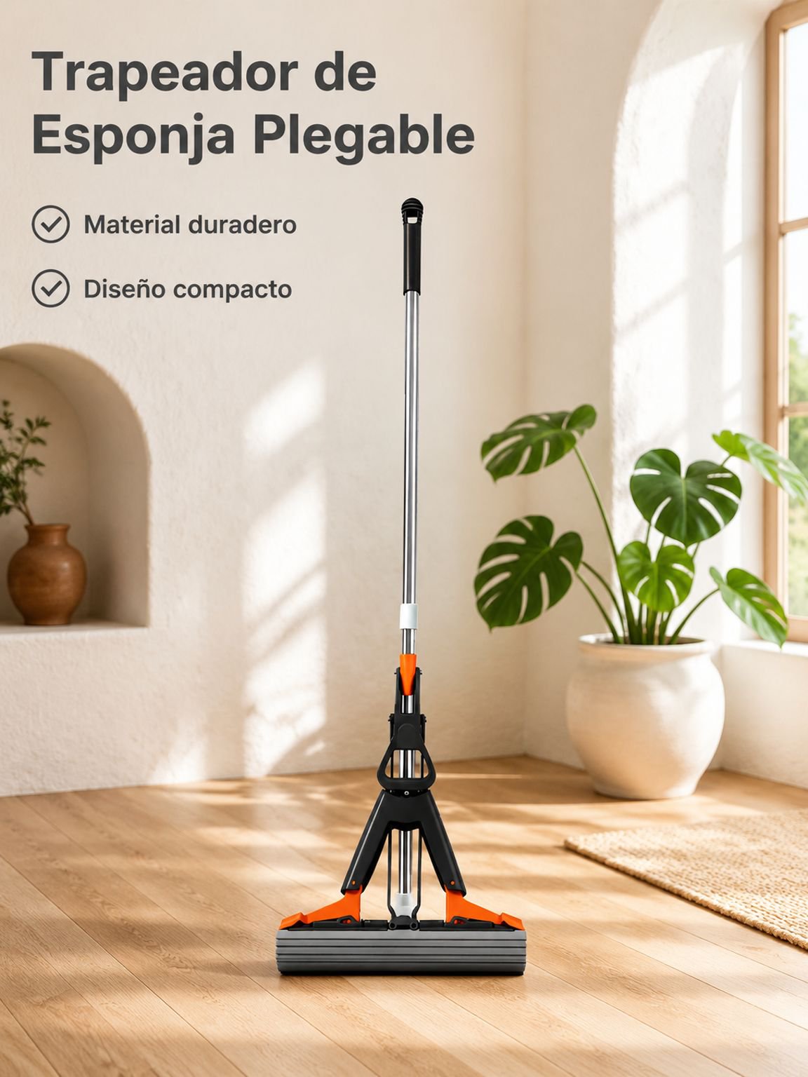Mopa absorbente plegable para el hogar, exprimible y sin lavar a mano, para uso fácil