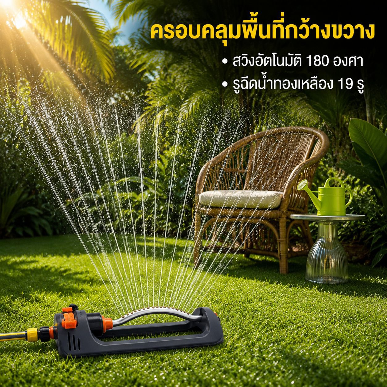 หัวฉีดน้ำอัตโนมัติหมุนได้ 180°