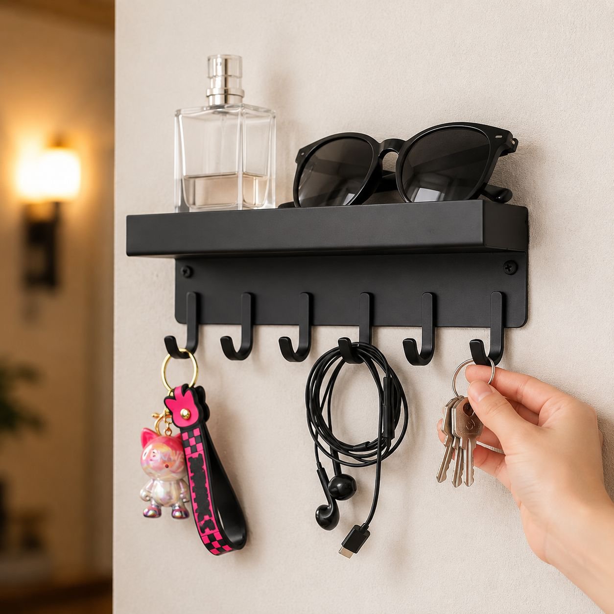 No-Drill Door Key Organizer Wall Hook