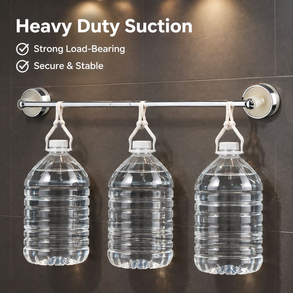 Suction Cup Towel Rack Punch-Free Retractable Bathroom Towel Bar Wall Mounted Shelf