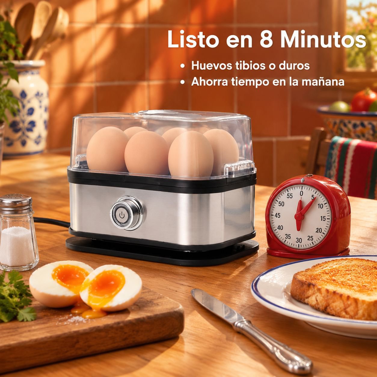 Cocedor de huevos multifuncional y rápido