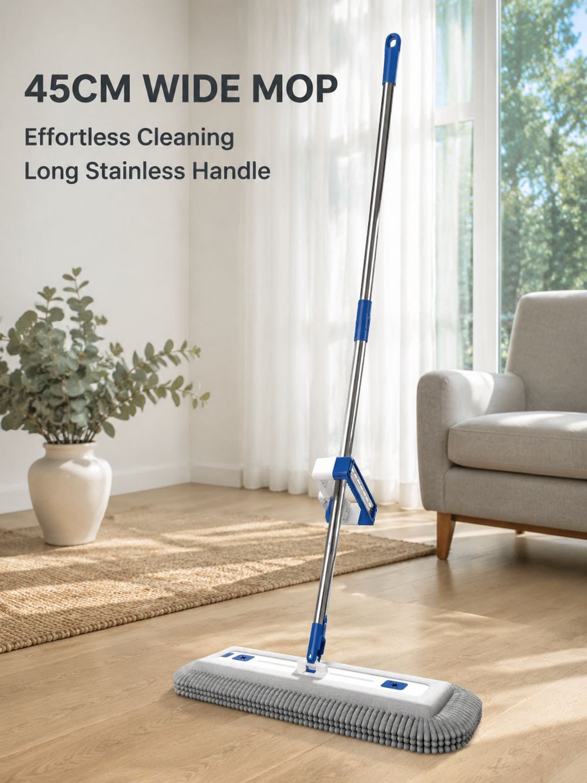 Hands-free flat mop