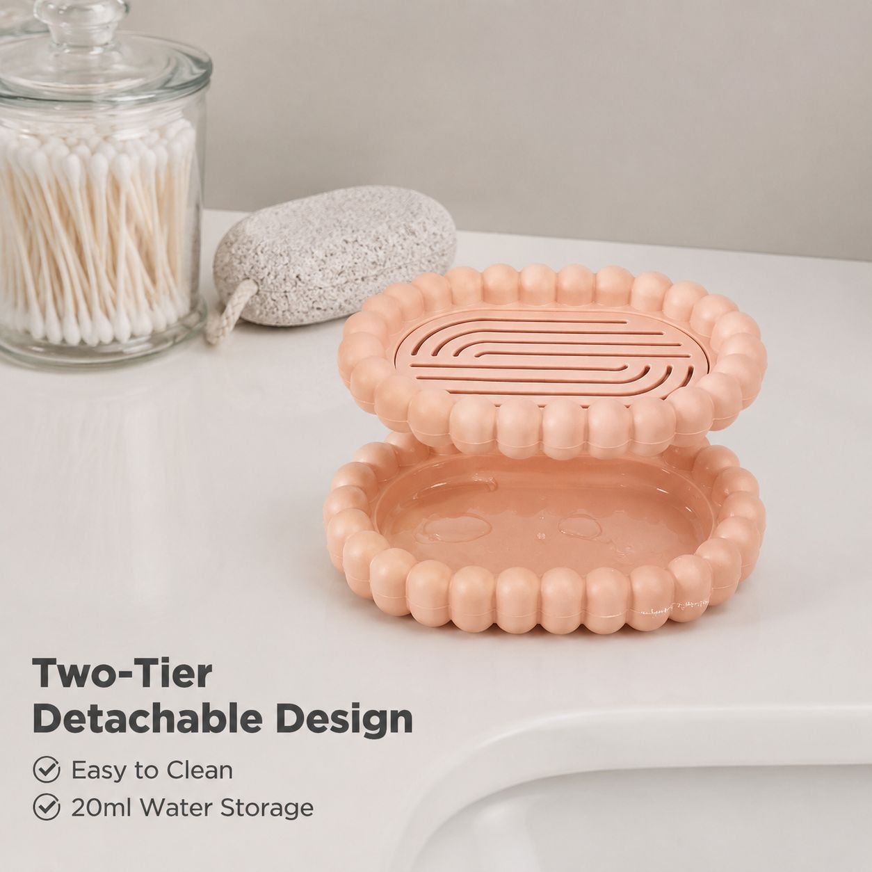 Large Home Soap Dish with Drain, Stylish Design