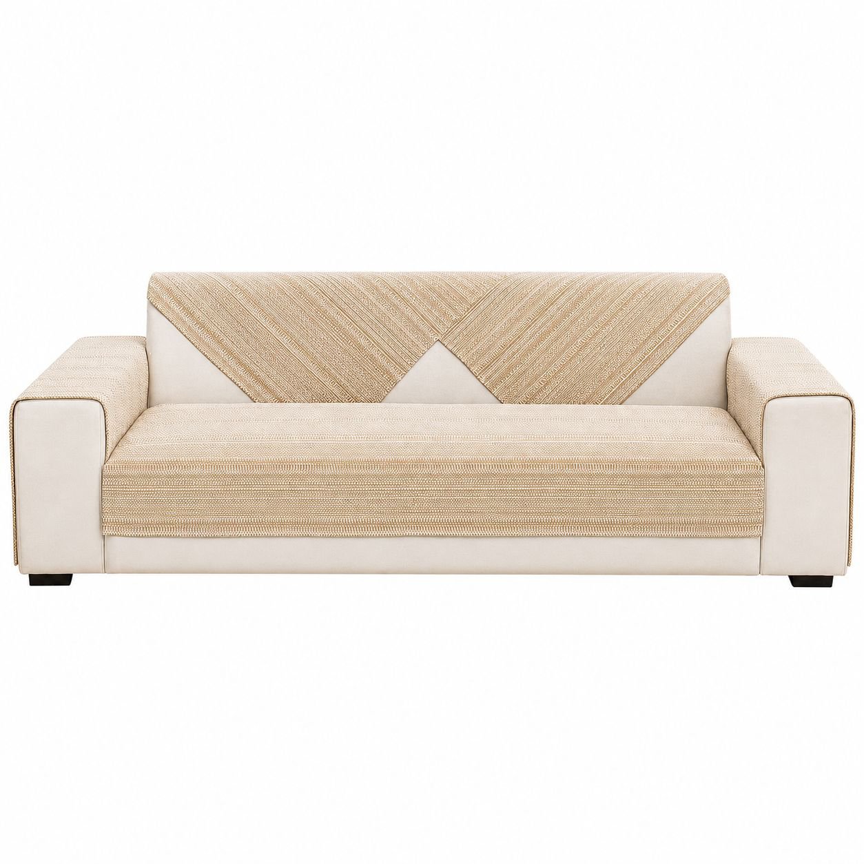 Cotton and Linen Thick Sofa Cover Set for Three-Seat Sofa, Durable and Stylish