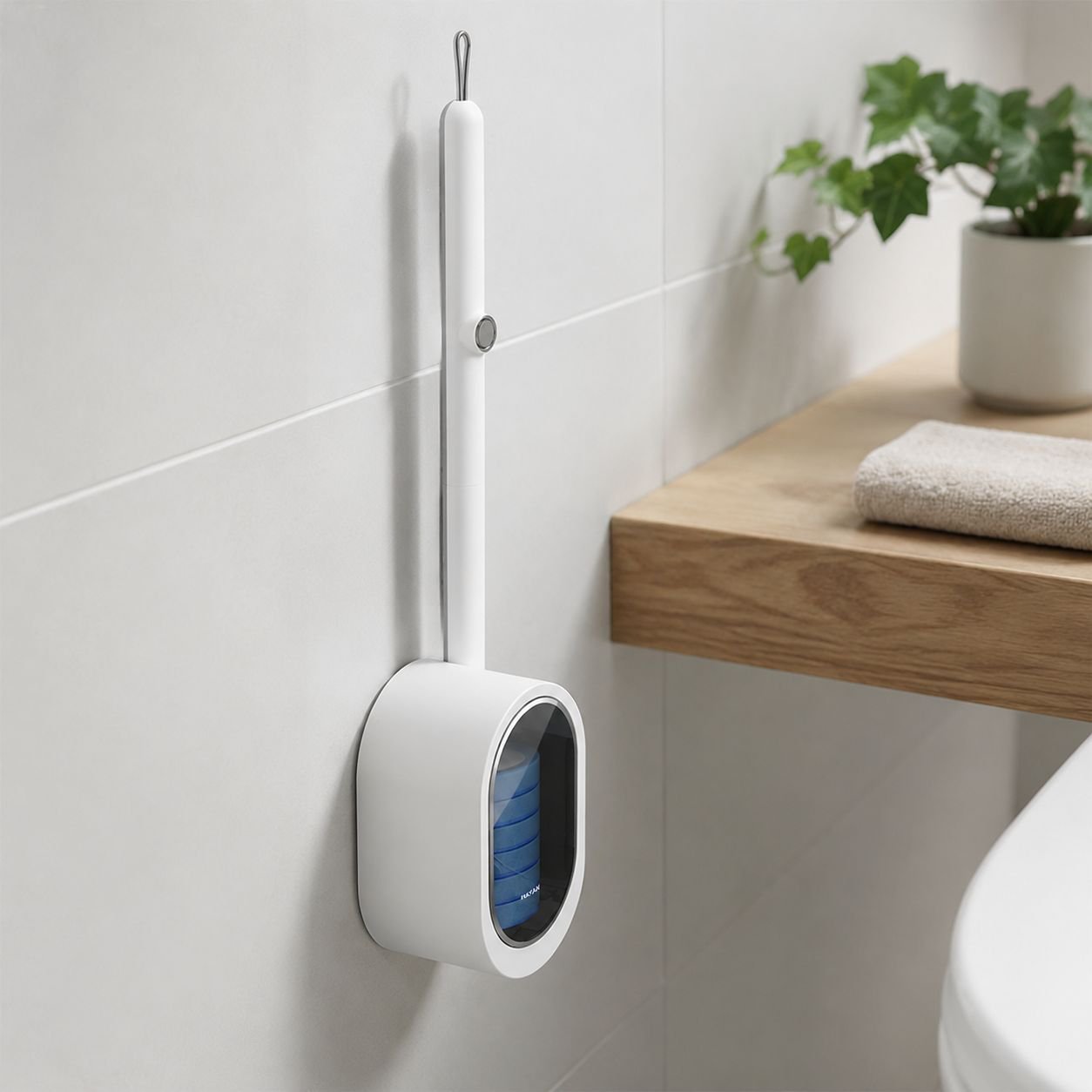 衛生的な使い捨てトイレブラシのアップ画像