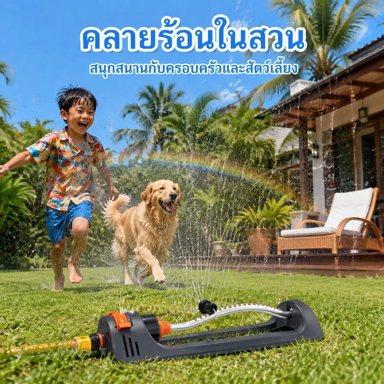 หัวฉีดน้ำอัตโนมัติหมุนได้ 180°