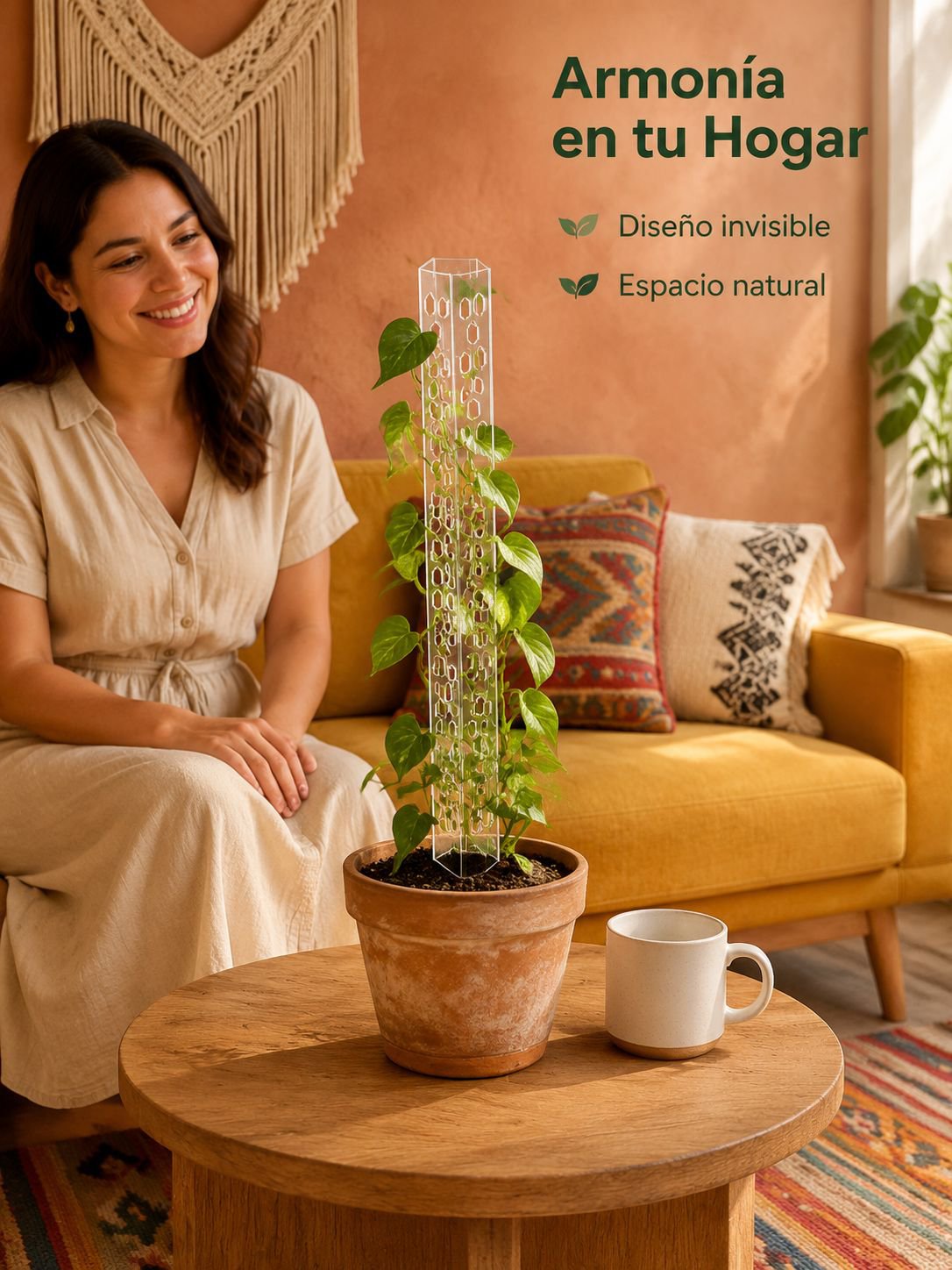 Soporte transparente para plantas trepadoras de interior