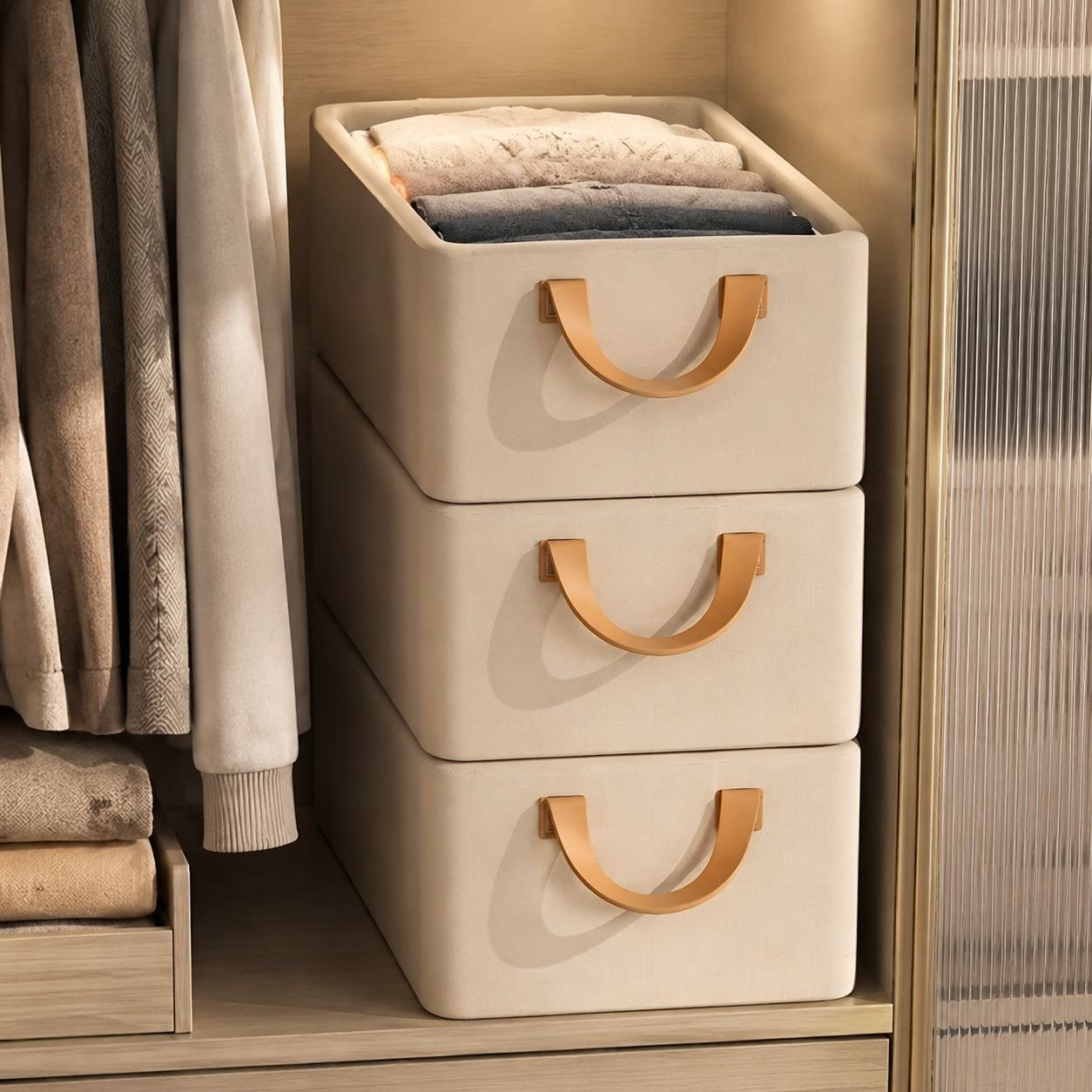 Transparent Steel Frame Clothes Storage Box, Layered with Lid, Foldable Storage Bin
