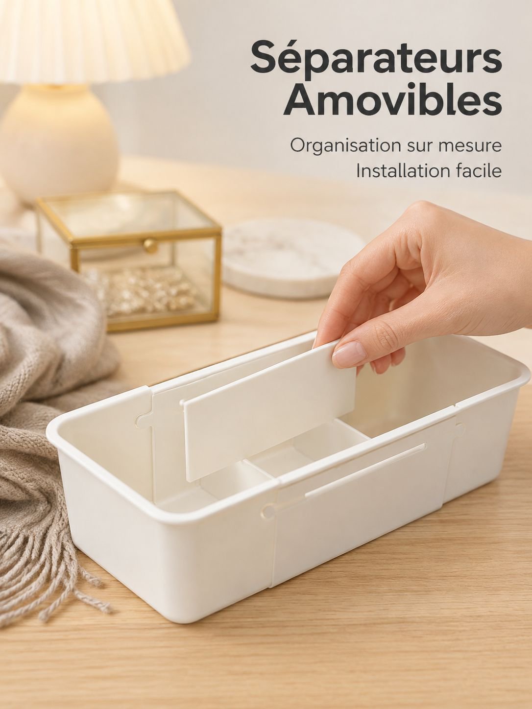 Vue détaillée de la boîte de rangement extensible