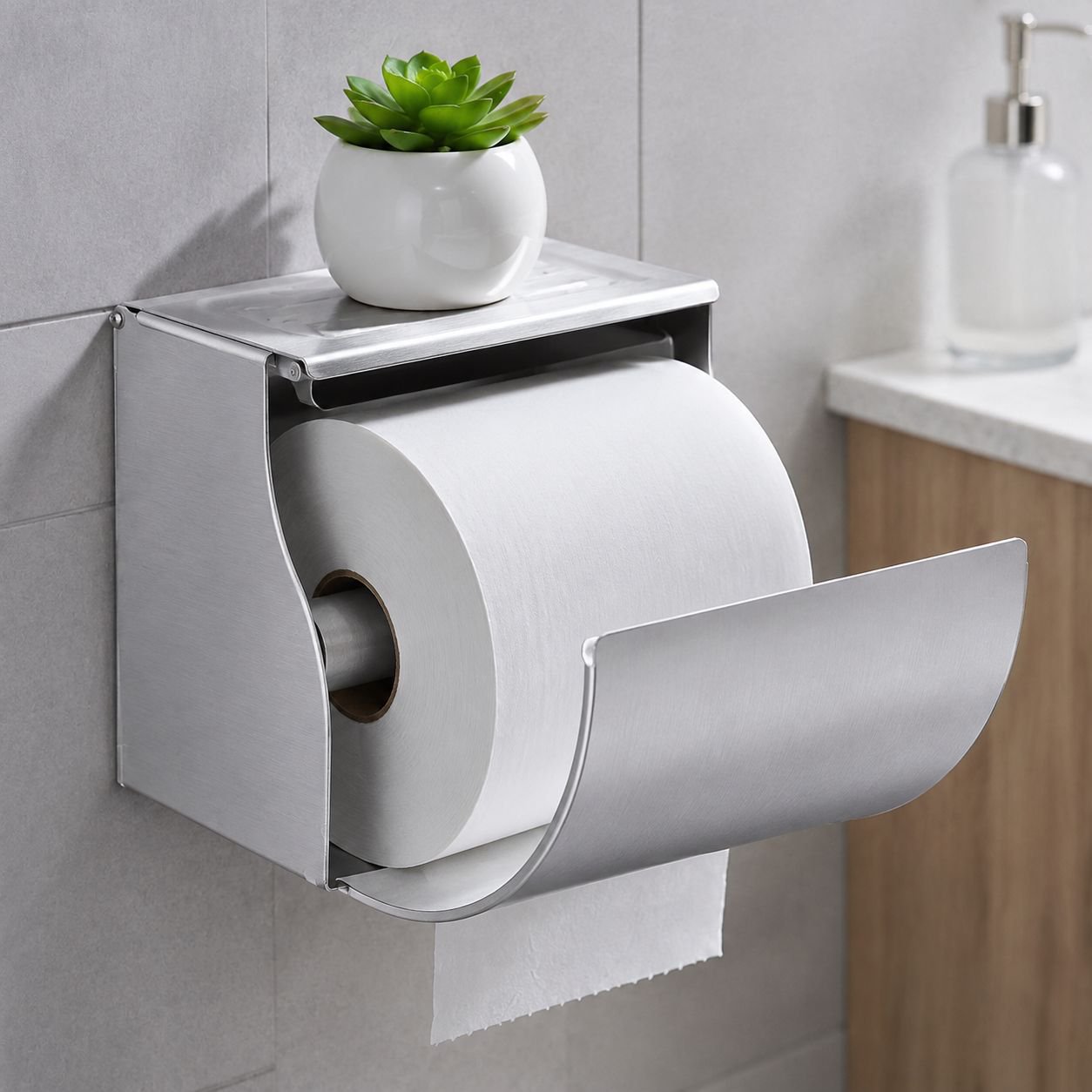 Multi-functional shockproof toilet paper box front view