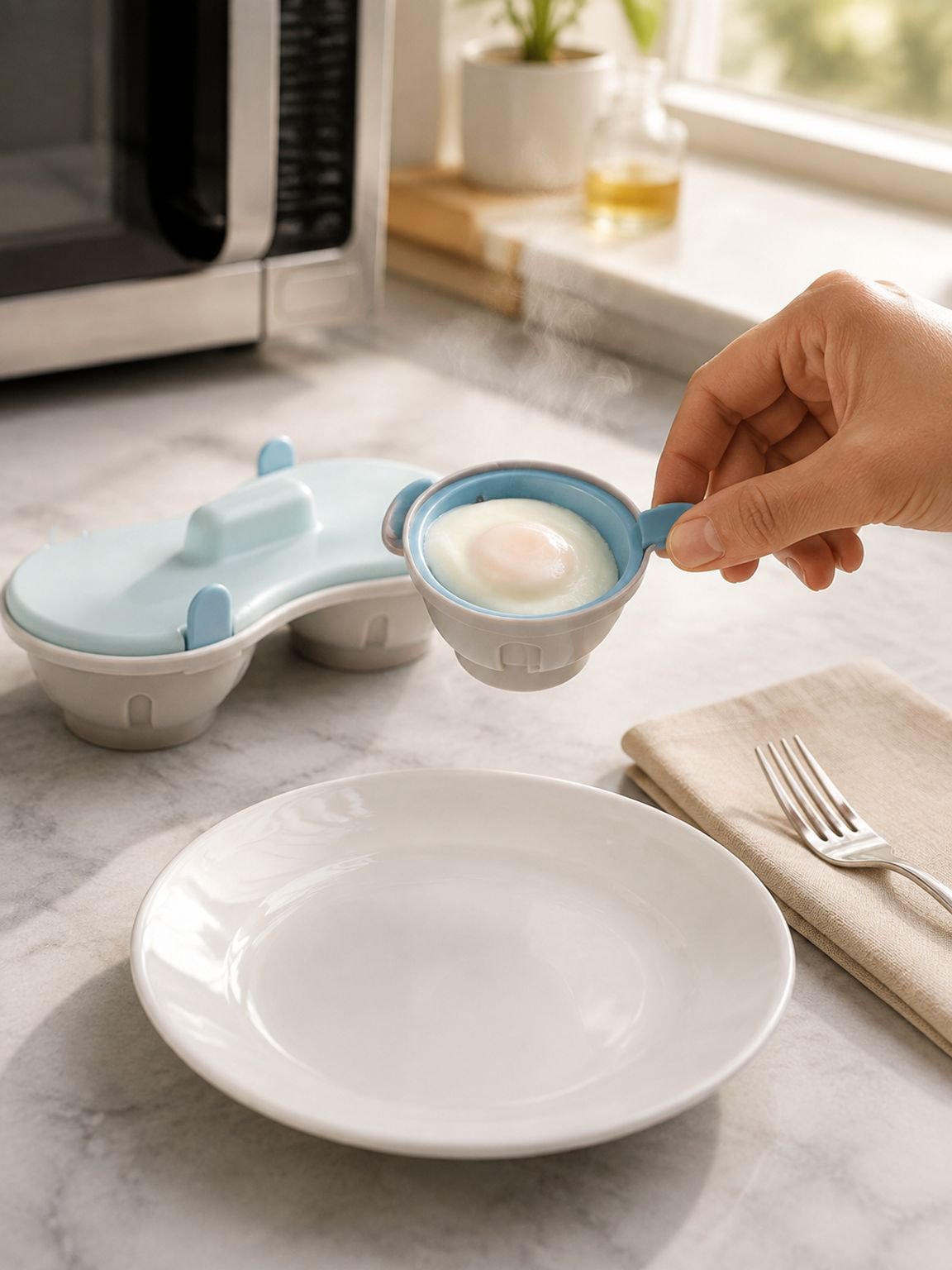 Microwave Egg Cooker, Steamed Egg Box, Creative Kitchen Gadgets, Egg Cooker, Boiled Eggs, Low-Fat Fi